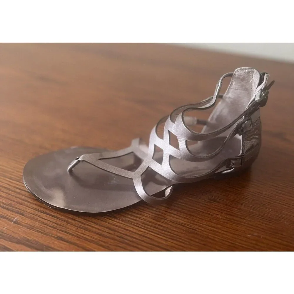 Vince Camuto Gladiator Sandals Women's Size 5.5 Metallic Dark Silver Rear Zip